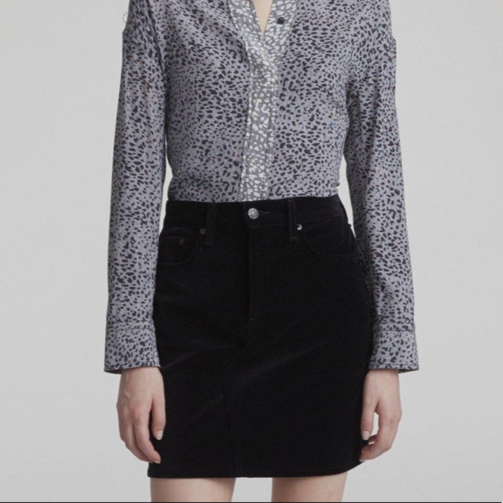 Rag & Bone Black Velvet Dive Skirt